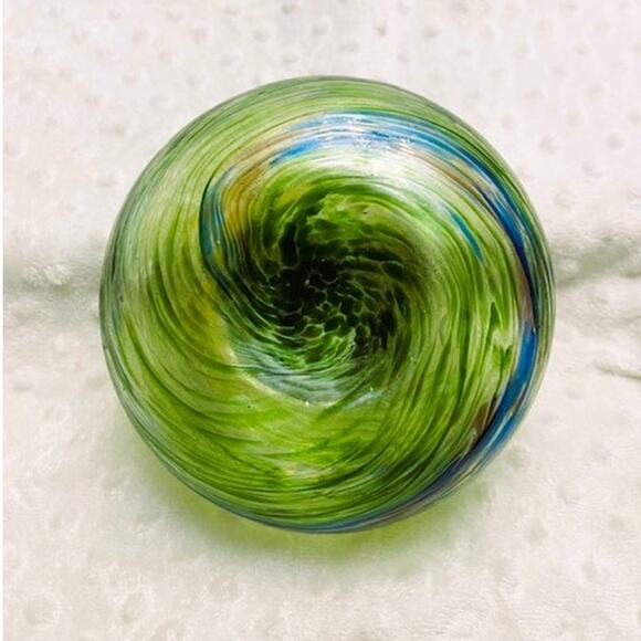 Vintage Murano Hand Blown Green, Blue, & Brown Swirl Glass Vase-EXCELLENT - Picture 4 of 5